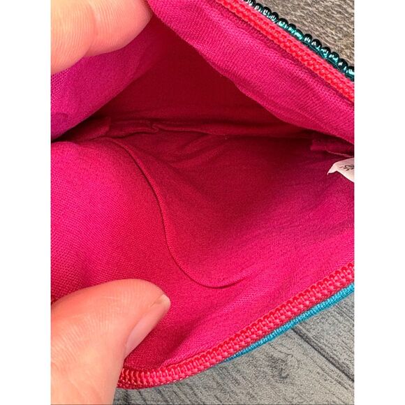 Beaded Pisces Zodiac Coin Purse | Teal & Pink Astrology Pouch with Rhinestone Co - Picture 5 of 7